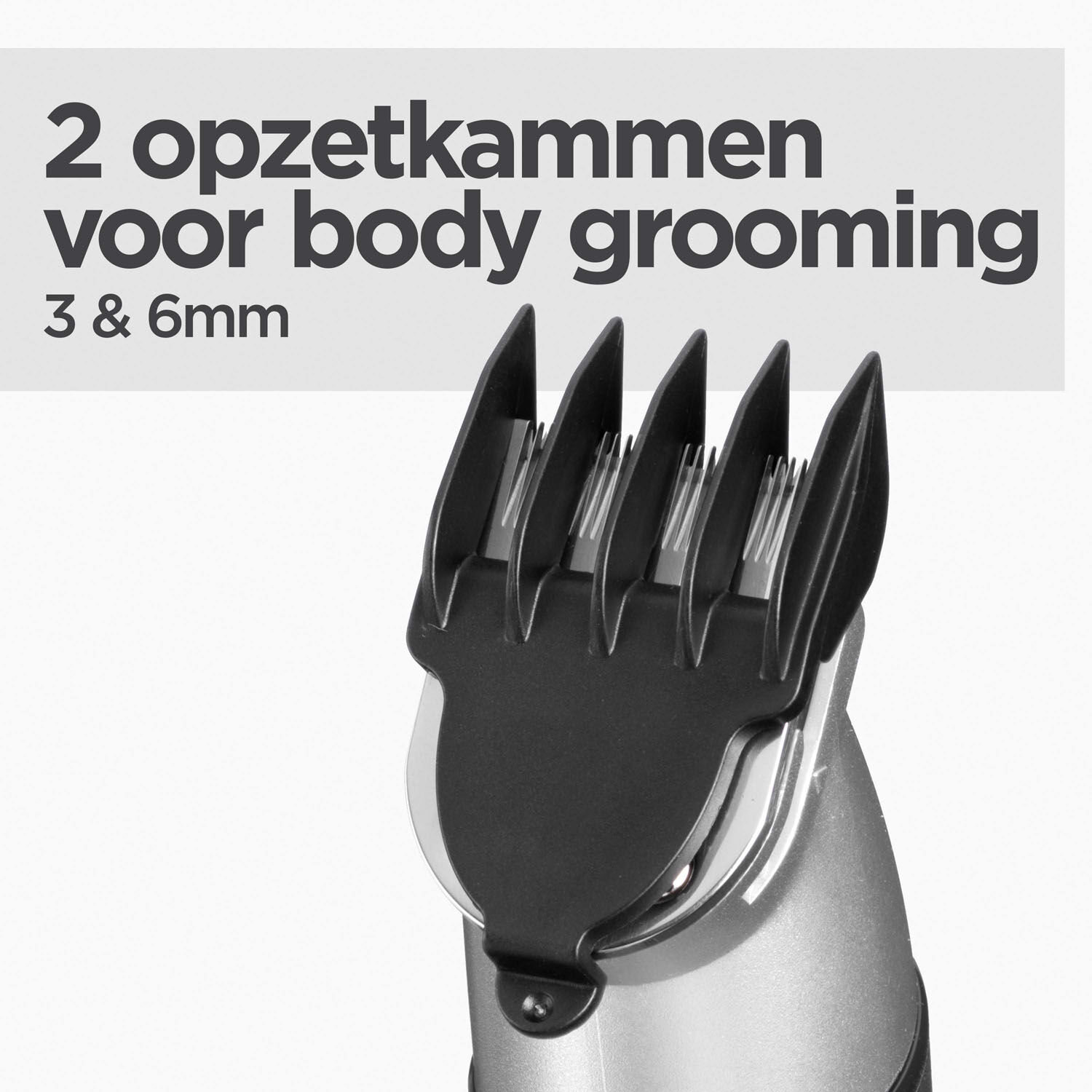 2 opzetkammen voor body grooming. 3 en 6 mm